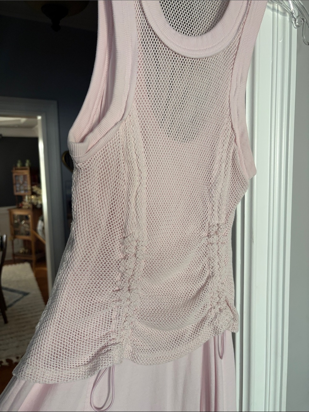 Light Pink Mesh Drawstring dress